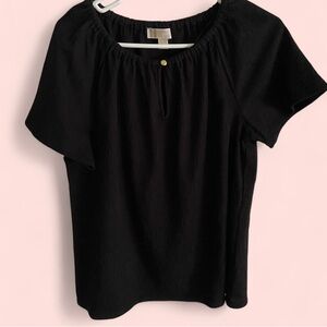 Michael Kors Black Relaxed Fit Short‎ Sleeve Blouse Women’s Size Medium